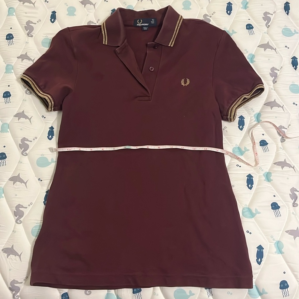 Fred Perry gold and maroon polo
